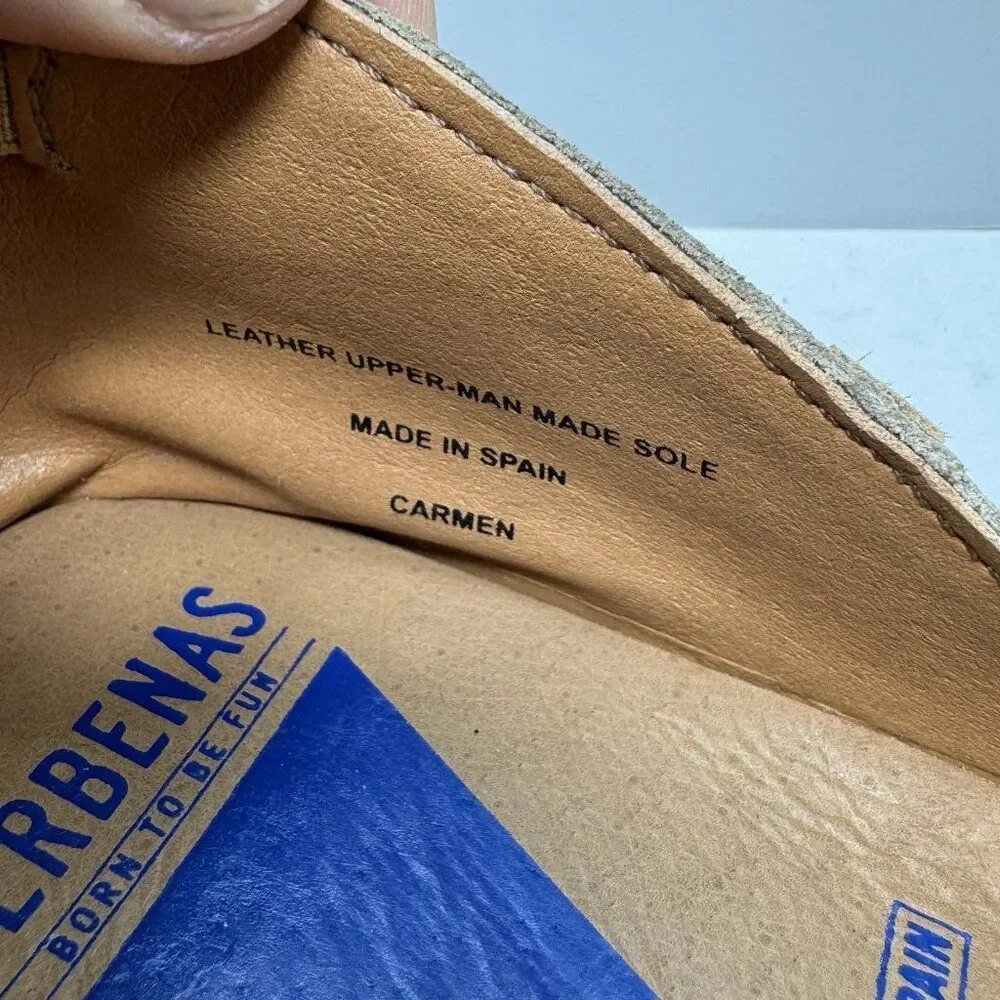 Verbenas Carmen Shoes EU Size 41 Suede Espadrille Flat Sandals US 8.5 Beige